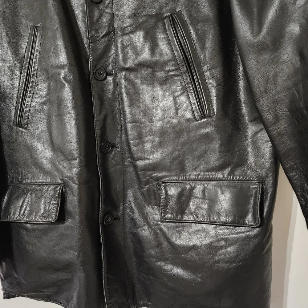 Banana Republic Vintage Men's Black Leather Jacket - XL - Picture 3 of 10